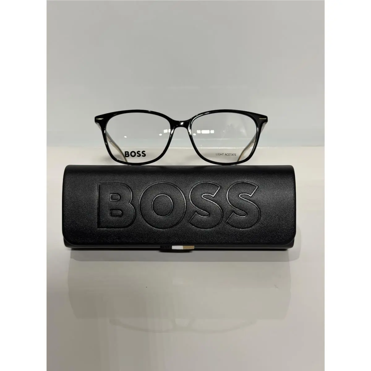 Hugo Boss 1526 807 Black Thin Acetate Retro Unisex Eyeglasses 53mm