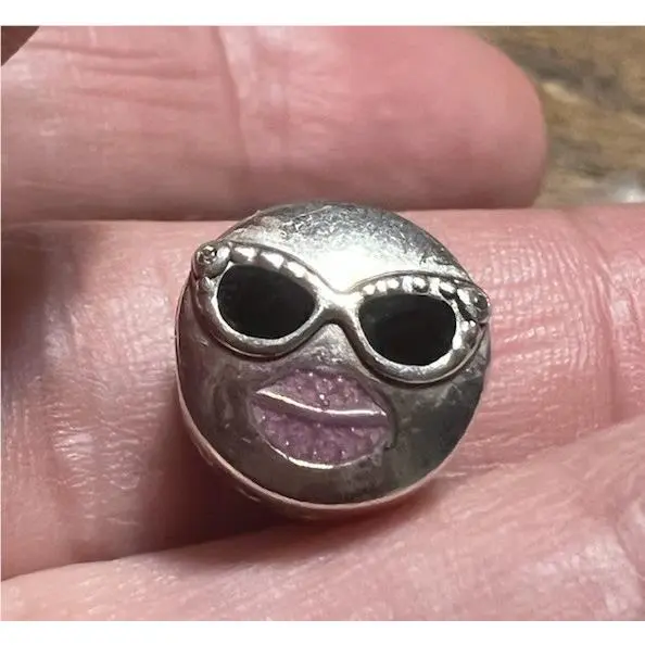 Stay Cool Emoji Charm Retired 797184CZ S925 Ale Sunglasses Lips by Pandora