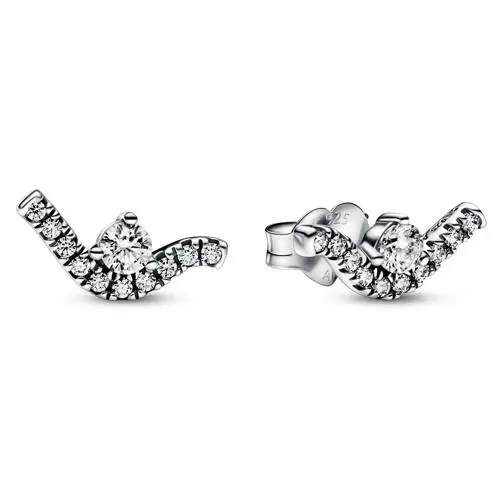 Sparkling Wave Stud Earrings 292544C01 by Pandora