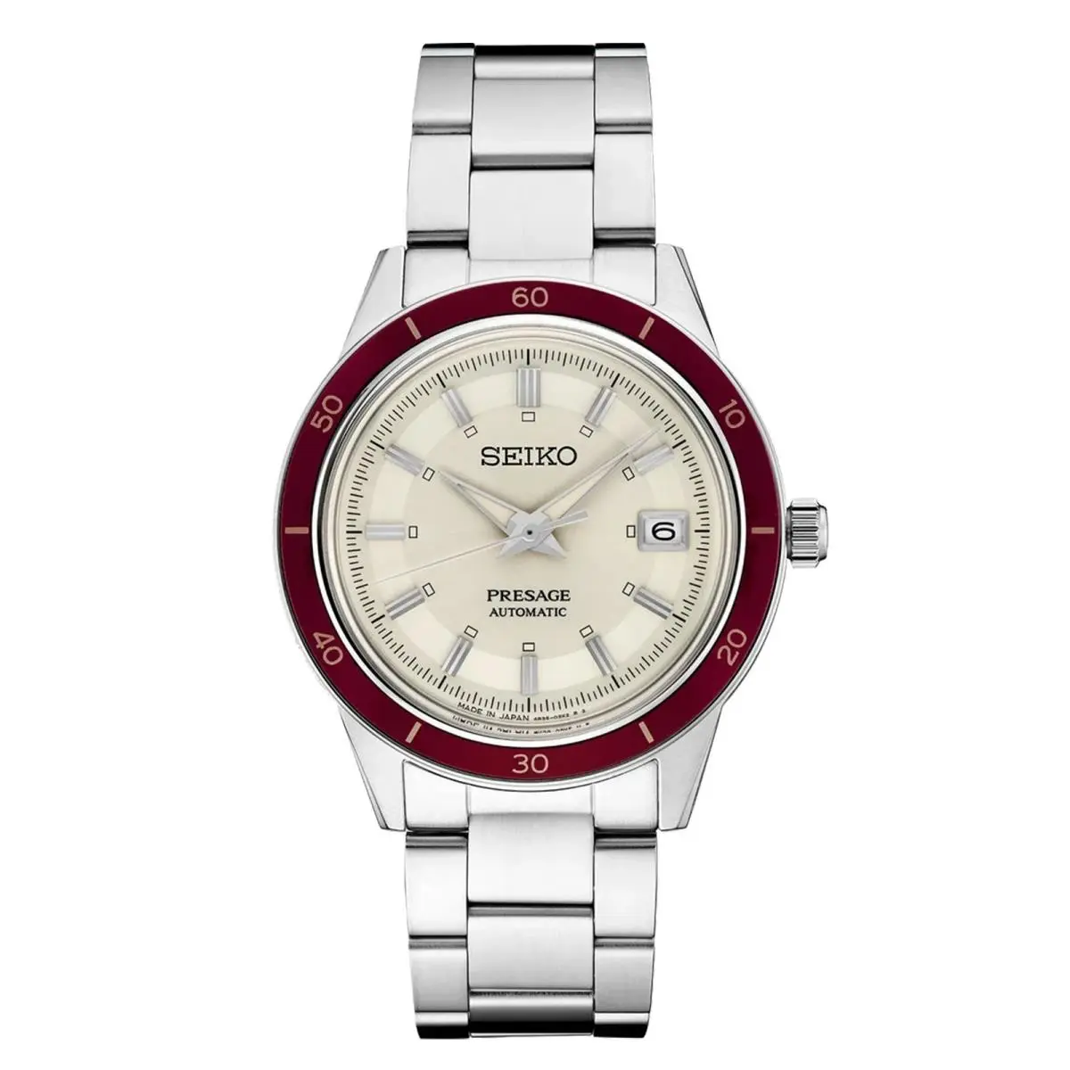 Seiko Presage SRPH93 40.8mm Ivory Dial Automatic Mens Watch Vintage Style 60`s