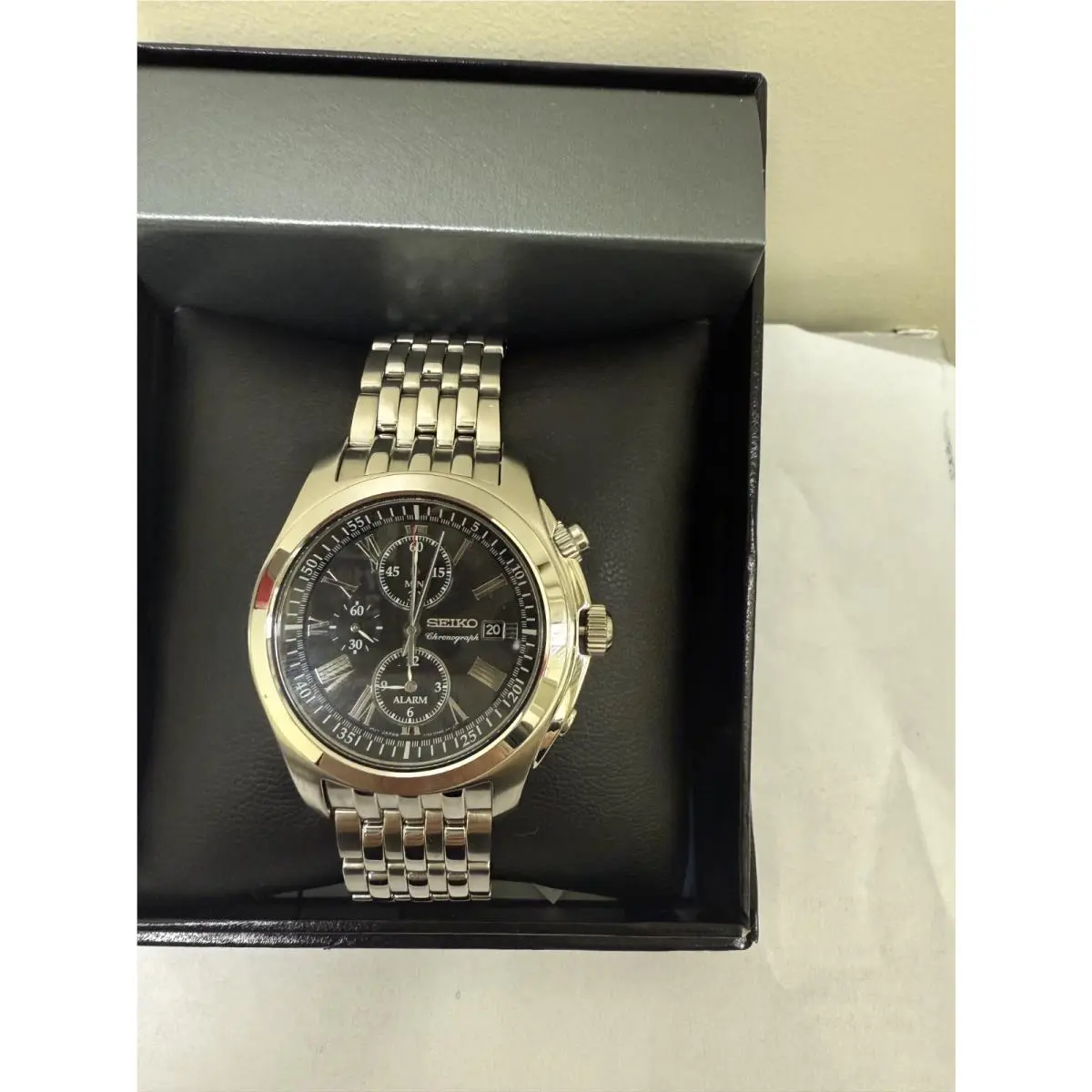 Seiko Mens Snae31P1 Stainless-steel Analog with Grey Dial Watch