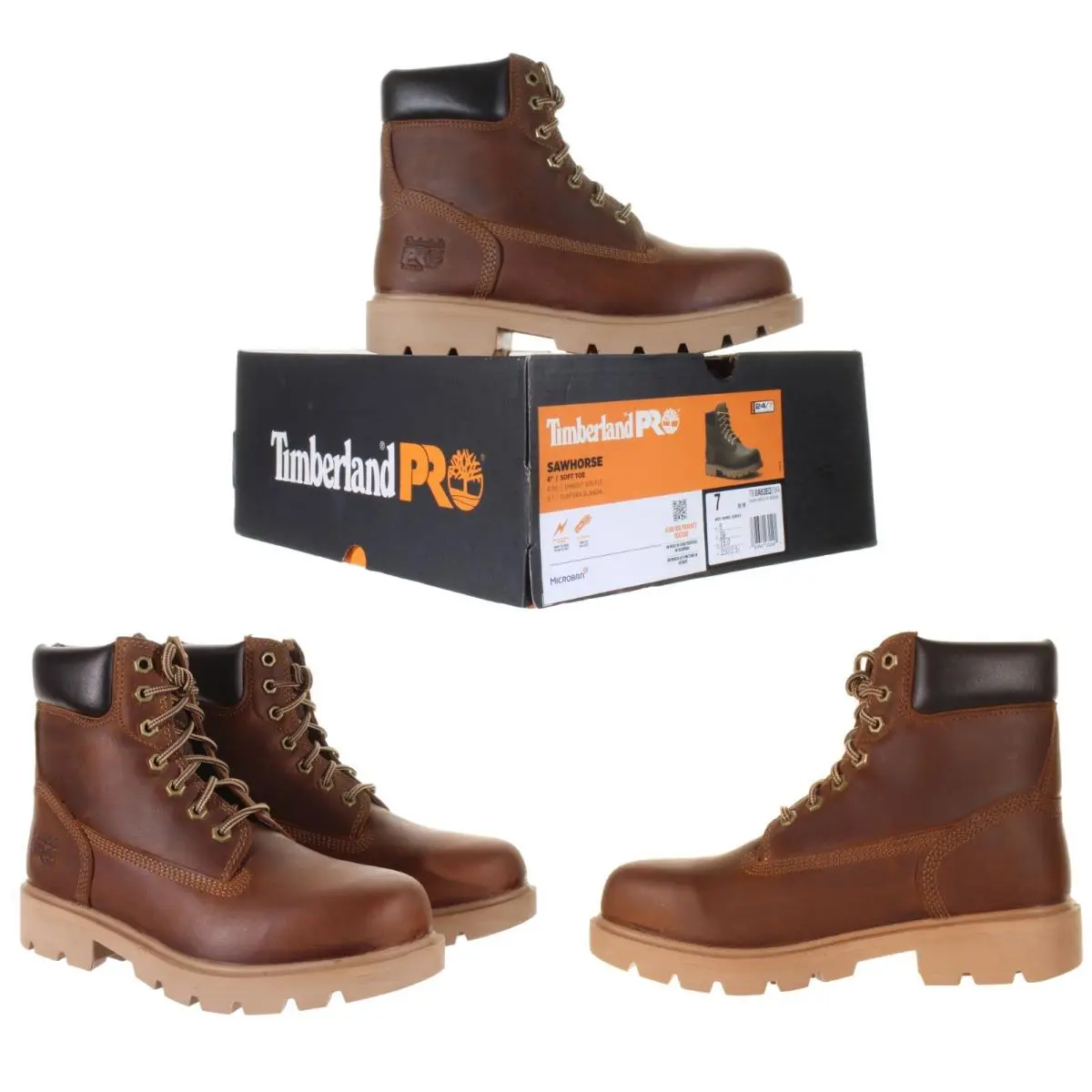 Timberland Pro® Men`s Sawhorse 6 Soft Toe Brown Work Boots Size 7