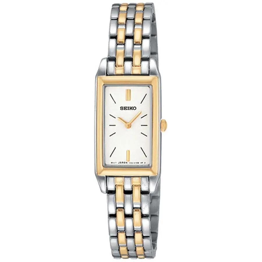 Seiko Women`s SUJF76 Dress White Dial Two Tone Stainless Steel Bracelet Watch