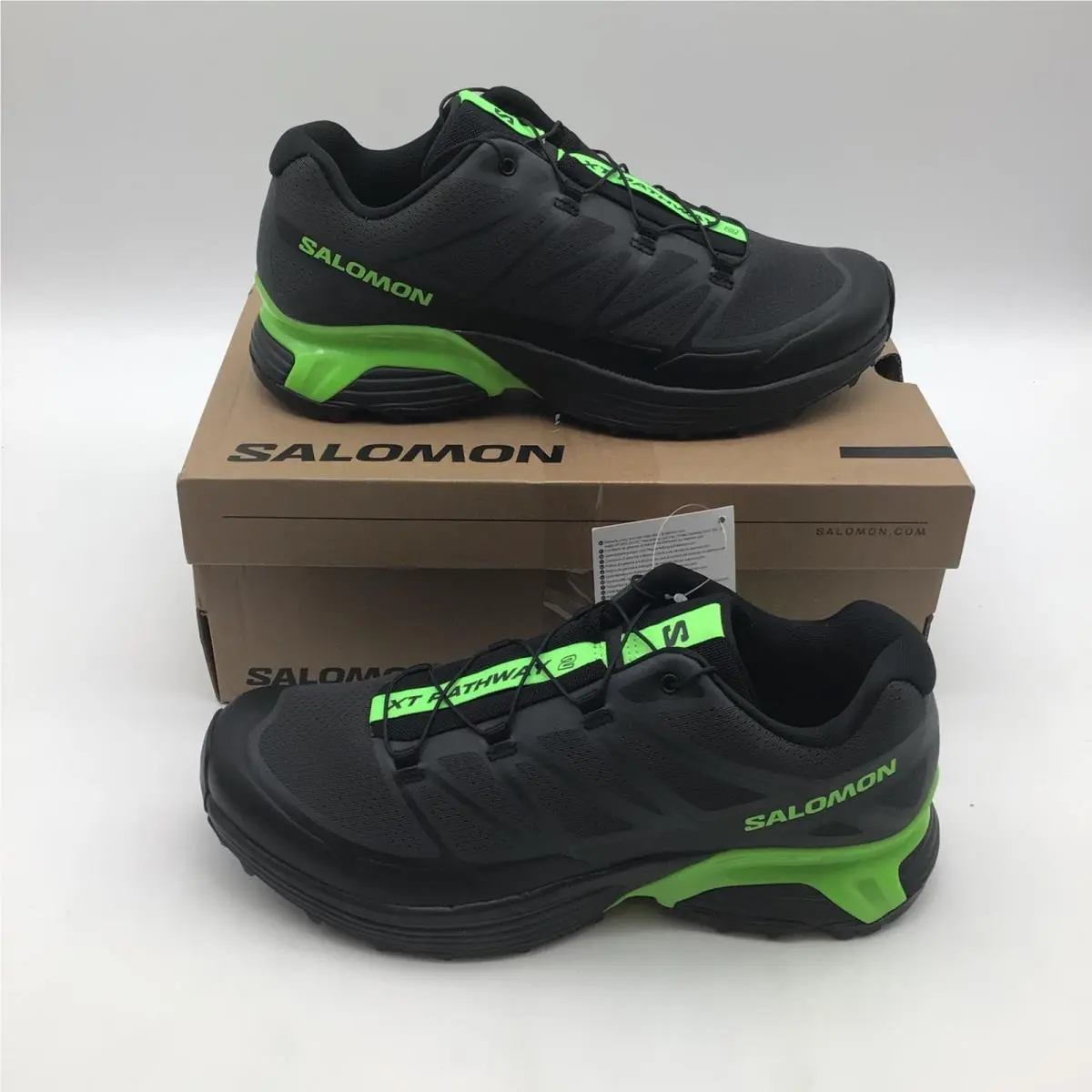 Salomon Xt-pathway 2 Mens Size 8.5 Asphalt Black Green Gecko Trail Shoes