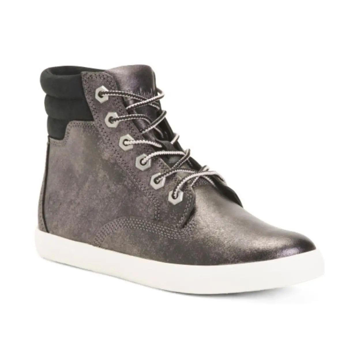 Timberland Sneakers Women sz 9M Silver Metallic High Top Dausette
