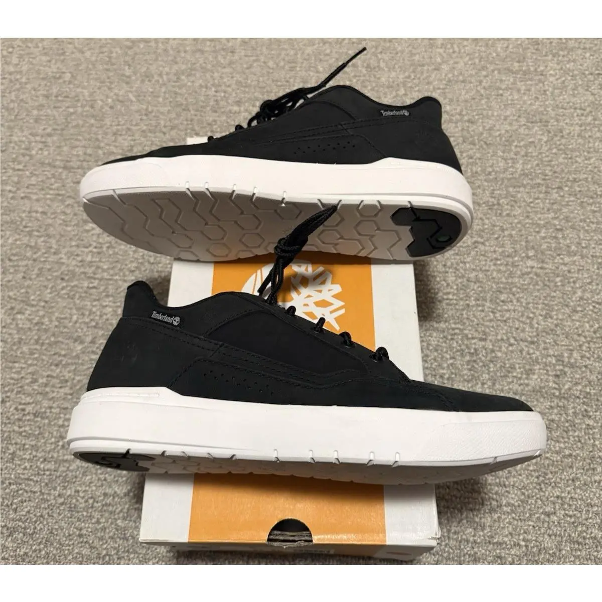 Timberland Men`s Allston Low Black Full Grain Leather Sneaker Size 9
