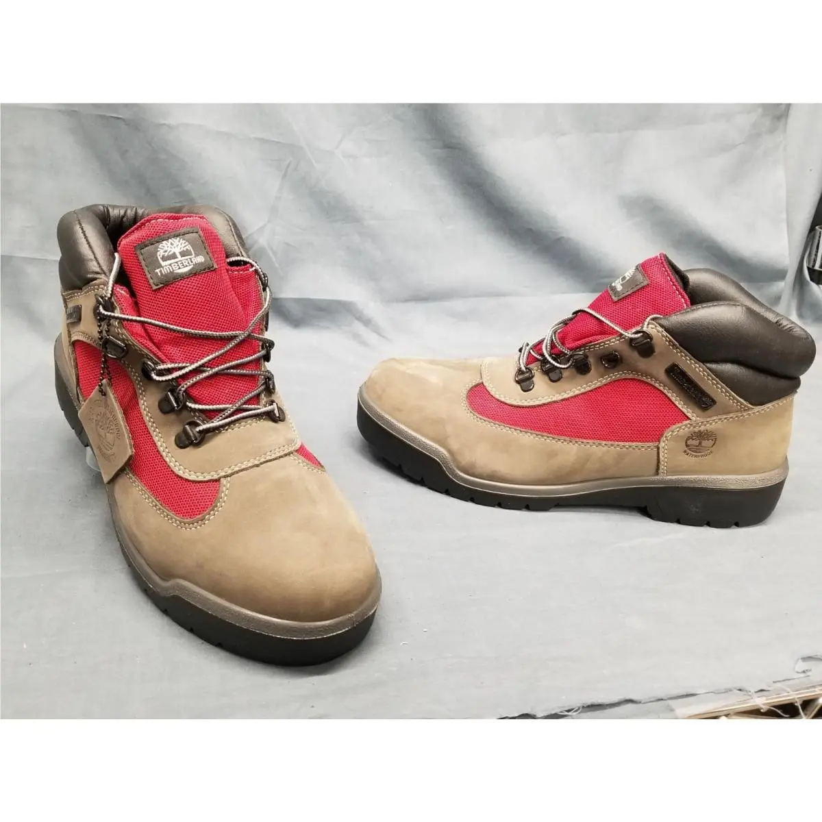 Timberland Field Boots Waterproof Mid Boots Grey Red Mens Size 10.5