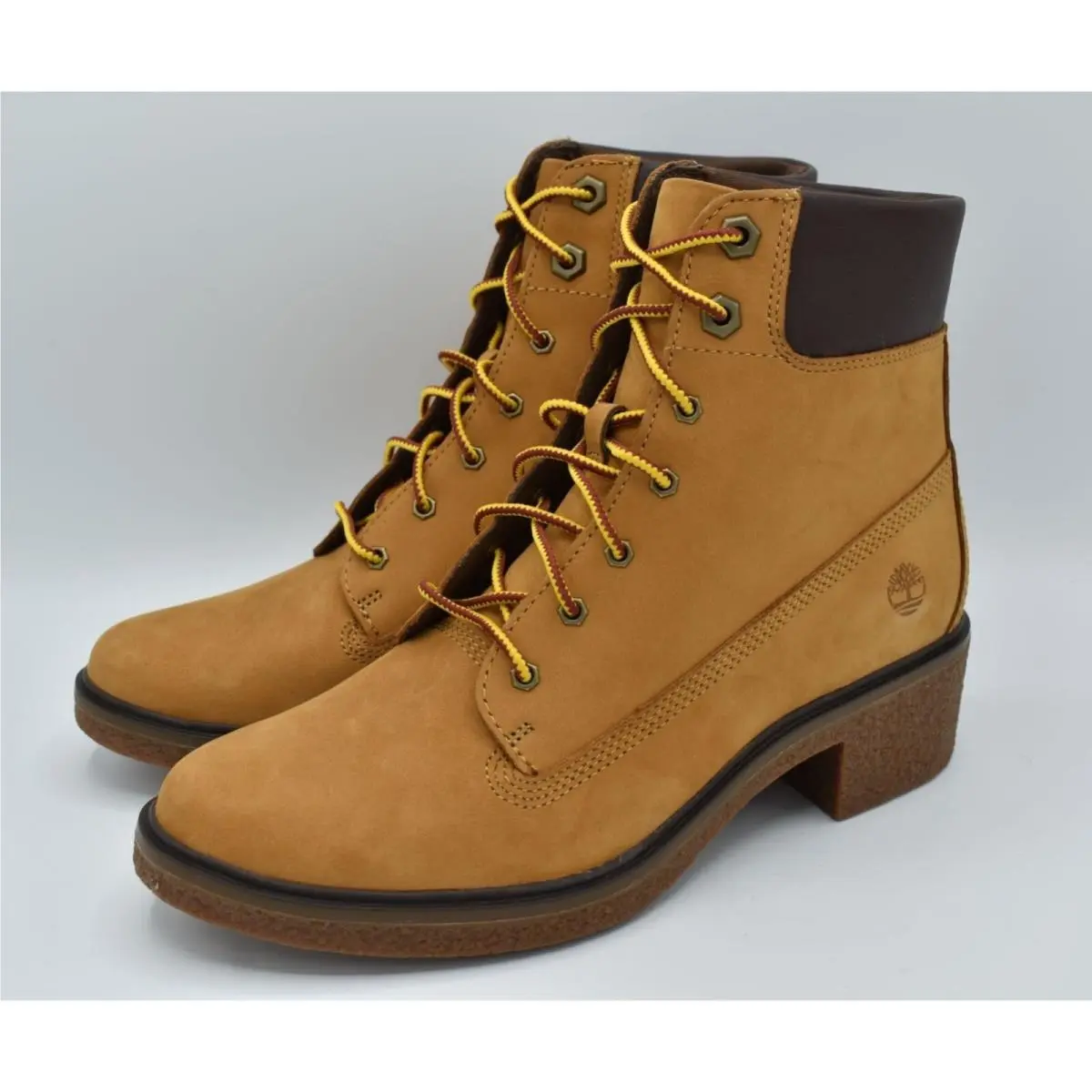 Timberland Womens Size 8 Brinda 6in Wheat Nubuck Lace Up Heel Boots Shoes