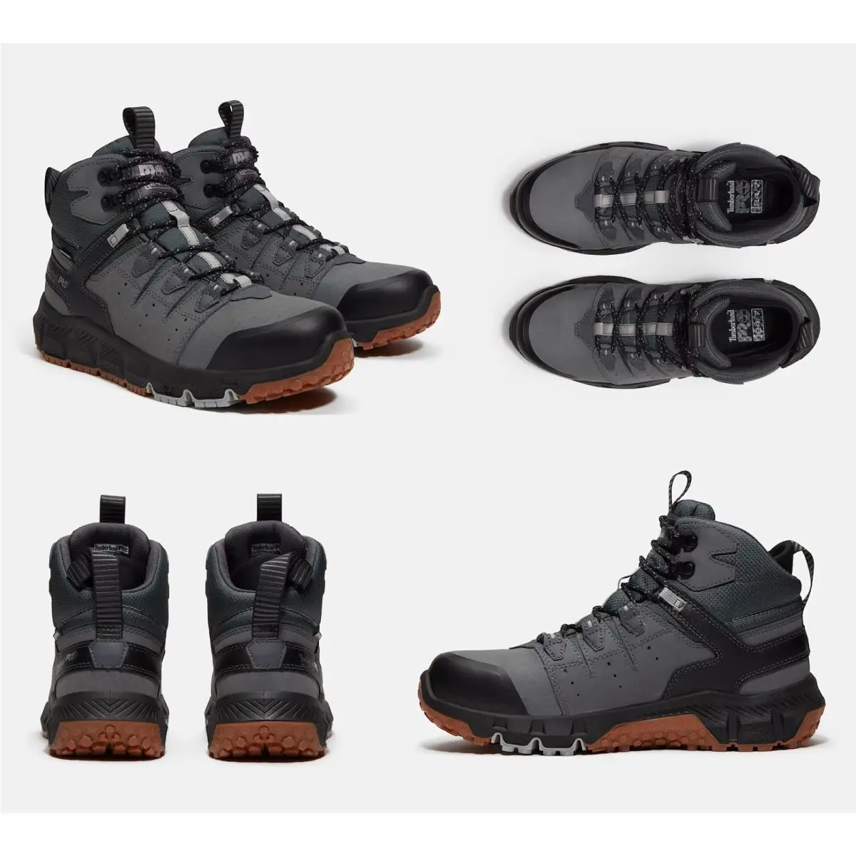 Timberland Pro® Men`s Tempe 6 Safety Toe Grey - Black Work Boot Size 13