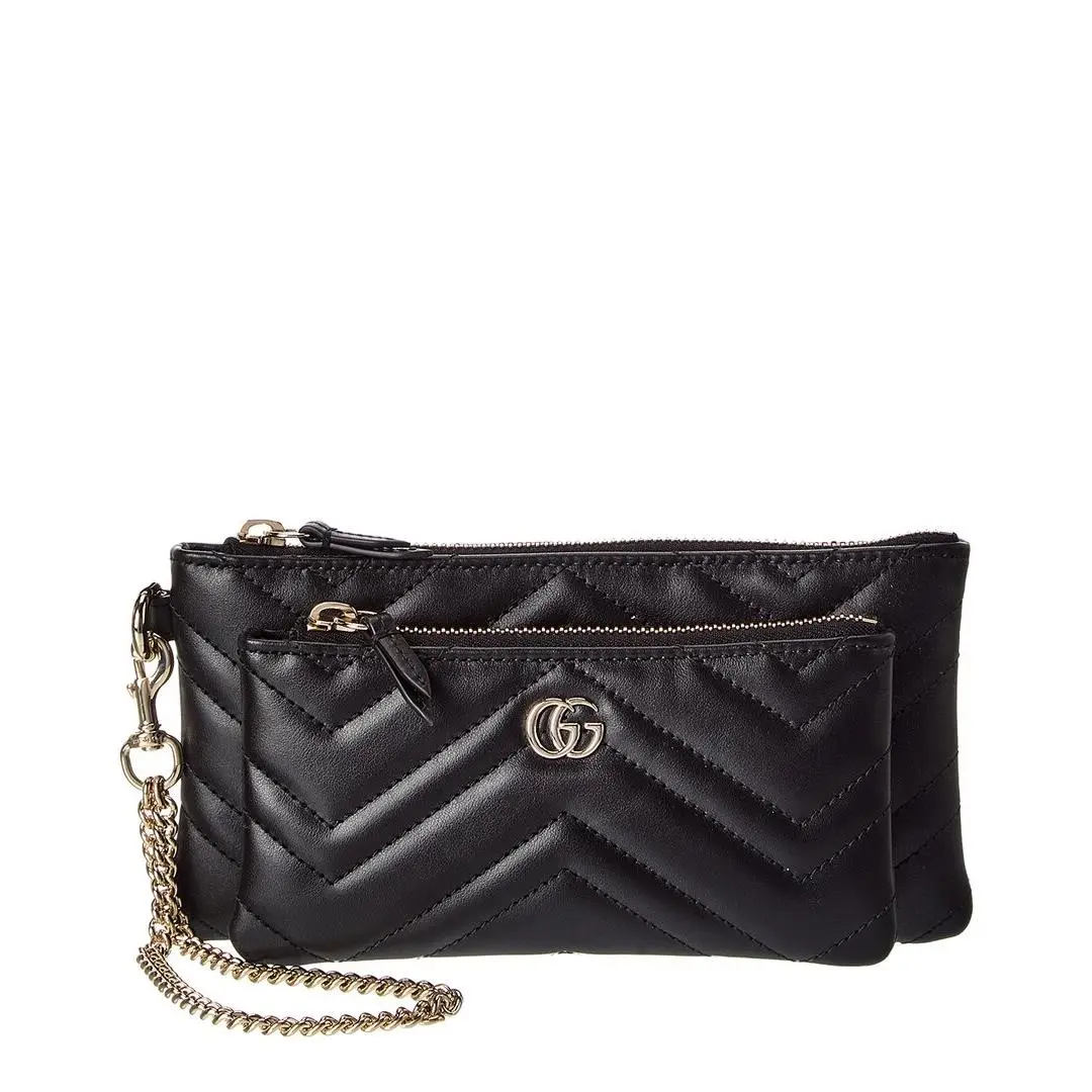 Gucci Gg Marmont Small Leather Pouch with Chian Women`s