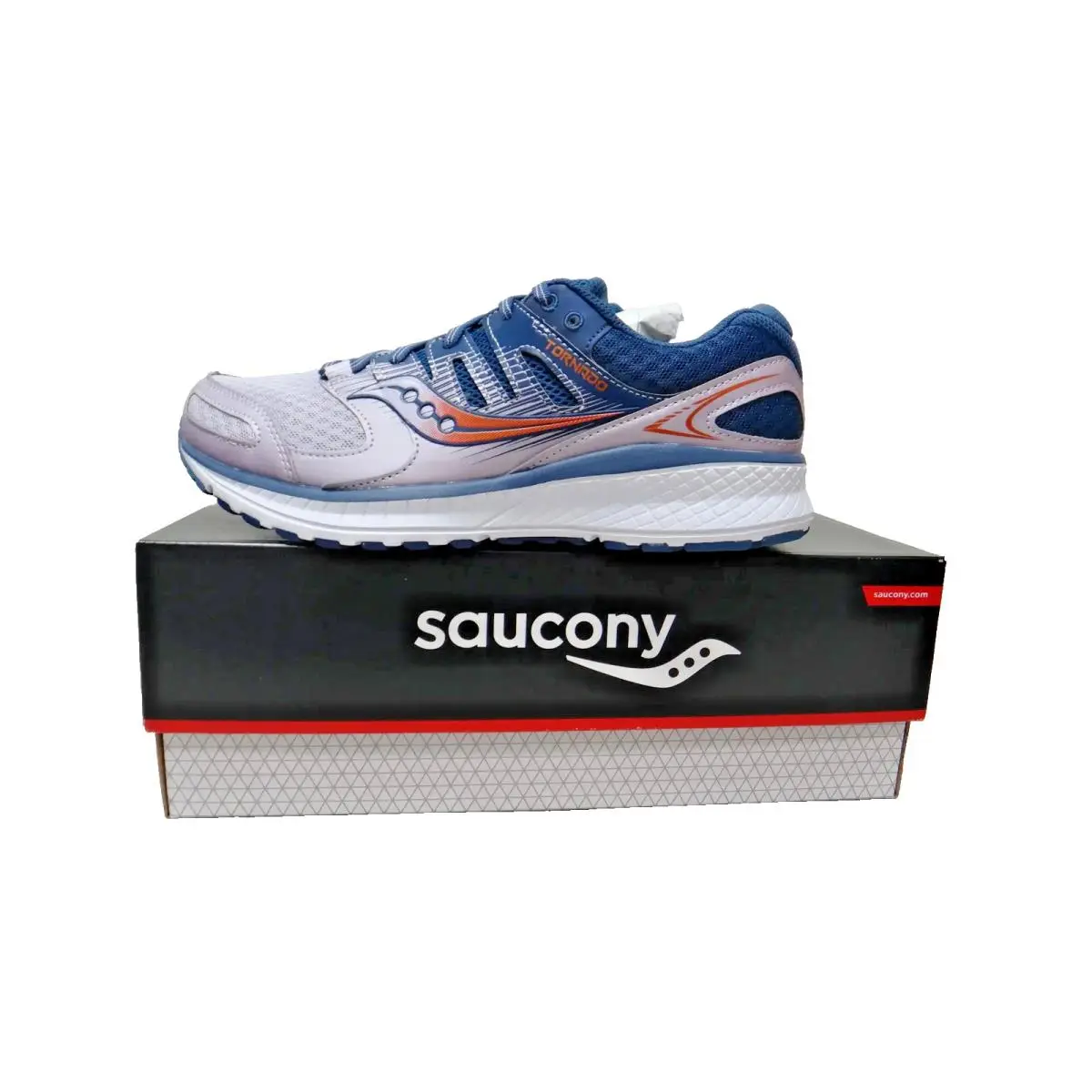 Saucony Tornado 2 Womens Running Shoes Size 9 Storm Lilac Blue Gray Orange