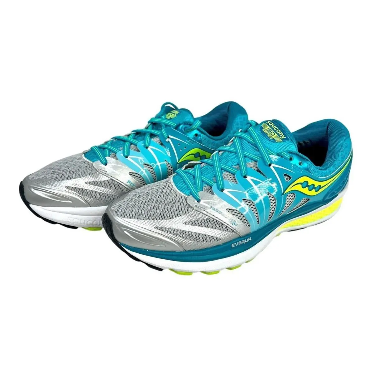 Saucony Size 10 Hurricane Iso 2 Womens Athletic Running Shoes Blue/silver/citron