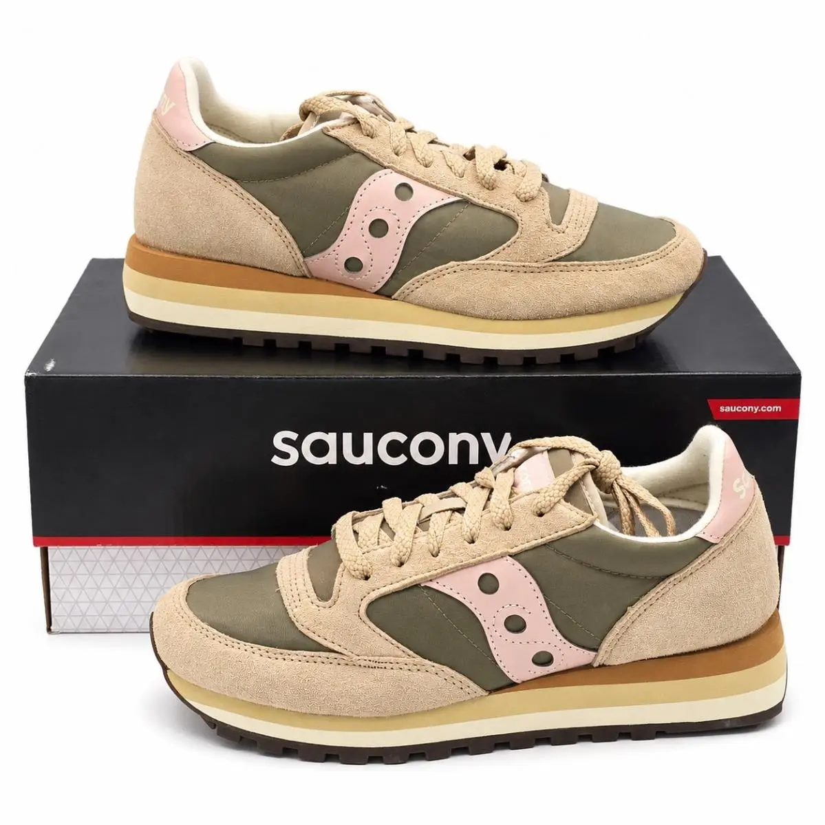 Saucony Jazz Triple Green Pink Women`s 7.5 Platform Suede Sneakers S60530-58