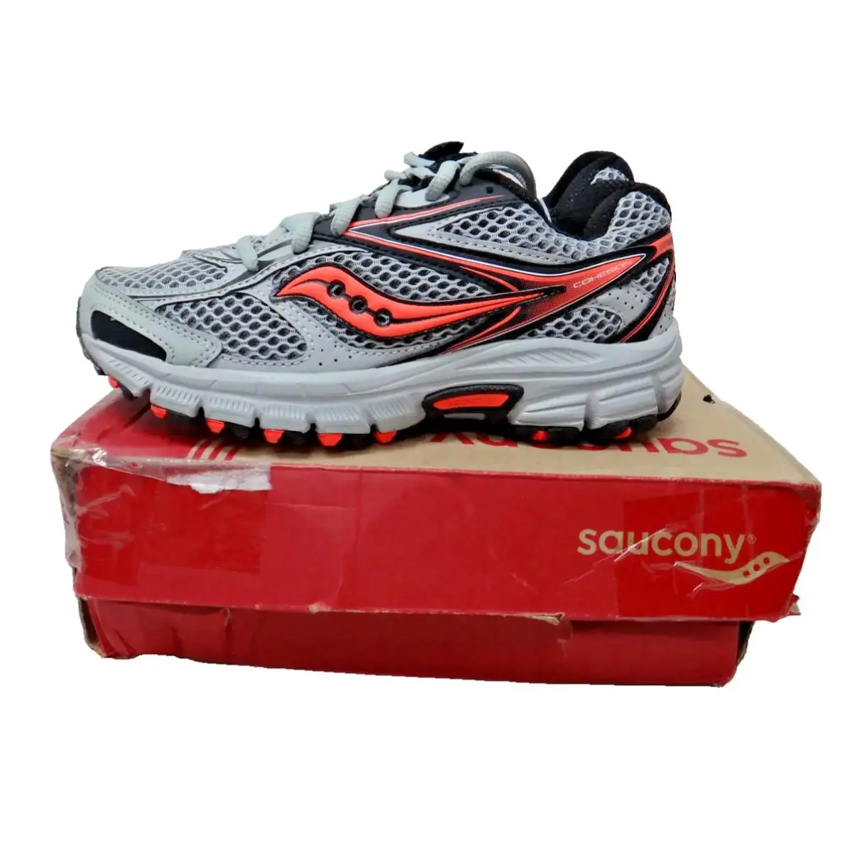 Saucony Grid Cohesion TR8 Womens Size 5 Gray Coral Running Shoes S15219-3