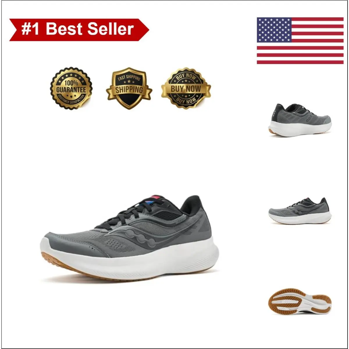 Saucony Men Running Shoes Road Running Cohesion Cushioned Breathable Mesh Lace Up