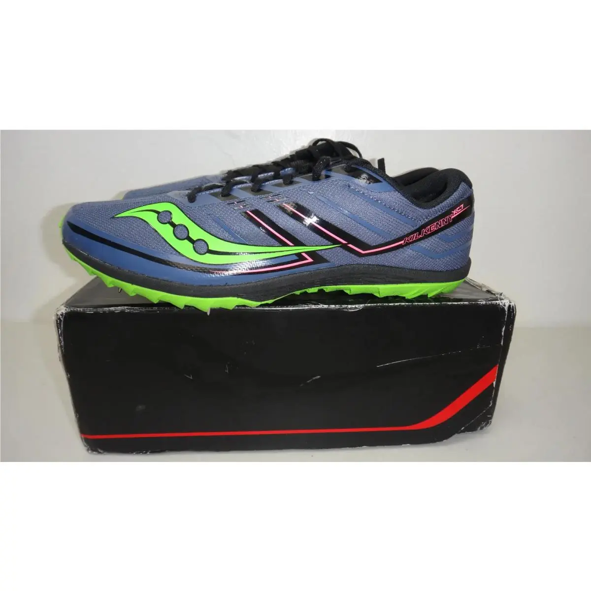 Saucony Kilkenny XC7 Womens 11 Blue Slime Cross Country Track Spikes S19041-1