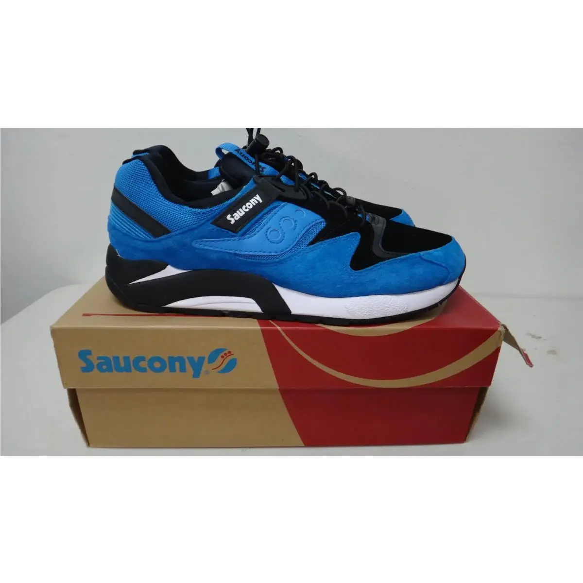Saucony Grid 9000 Bungee Men`s 10 Blue Black Suede Mesh Sneakers S70196-1