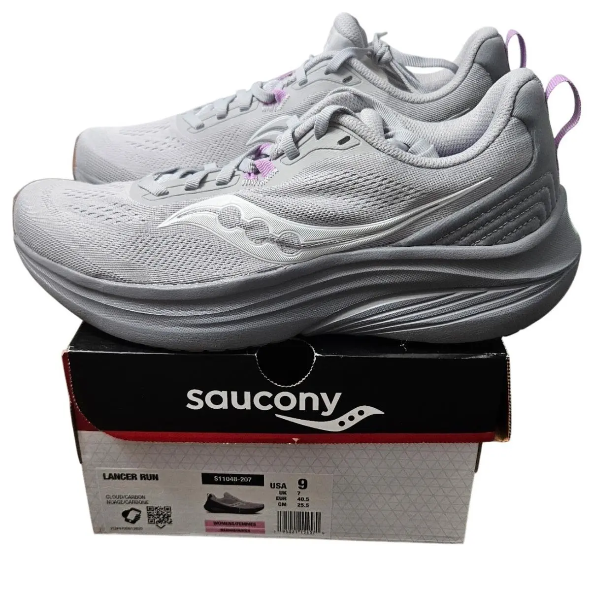 Saucony Lancer Run Womens 9 Cloud Carbon Grey Running Shoes S11048-207