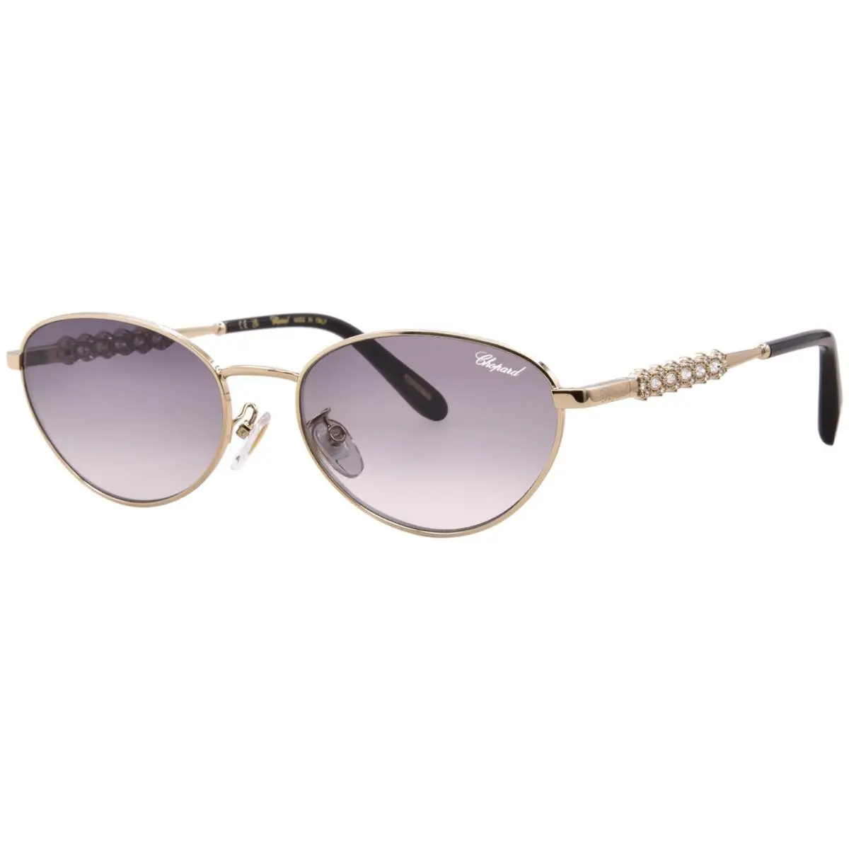 Chopard SCHM95S 0300 Sunglasses Women`s Black/gold/smoke Grey Gradient 55mm