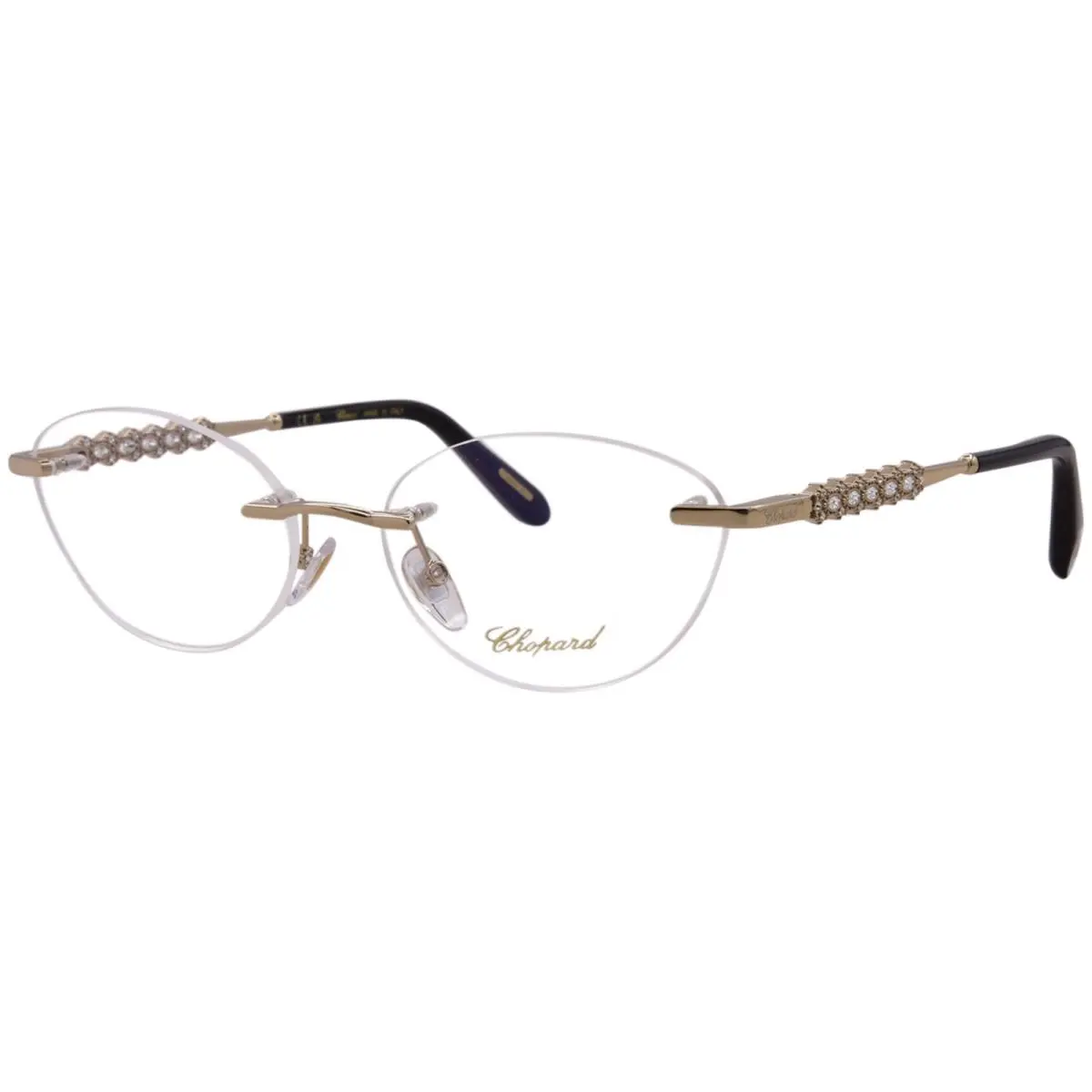 Chopard VCHM97S 00S1 Eyeglasses Women`s Rose Gold Rimless Cat Eye 57mm