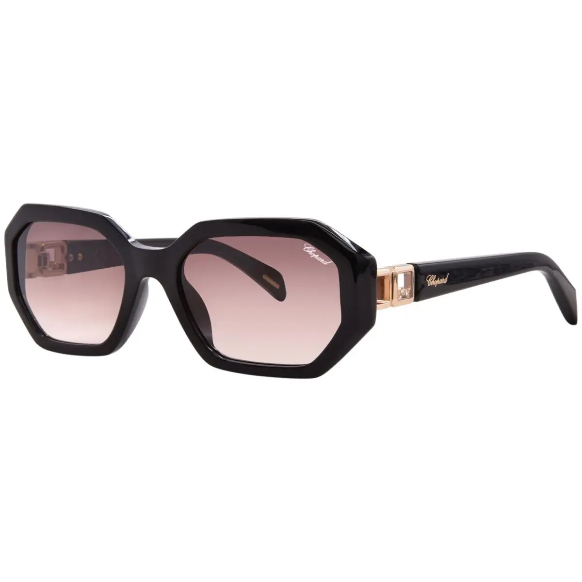 Chopard SCH444S 700K Sunglasses Women`s Black/rose Gold/brown Gradient 56mm