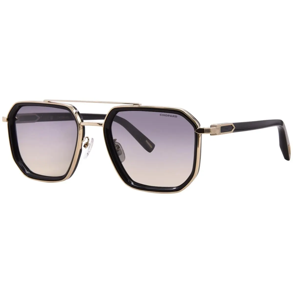Chopard SCHM40V 700P Sunglasses Men`s Black/gold/dark Grey Lenses Pilot 56mm