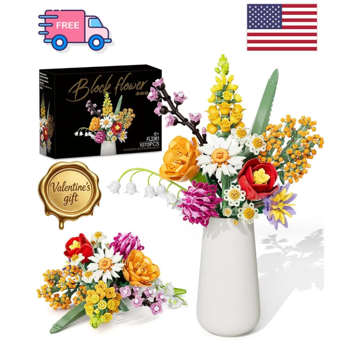 Lego Flowers Bouquet Building Set Creative Artificial Wildflowers Botanical