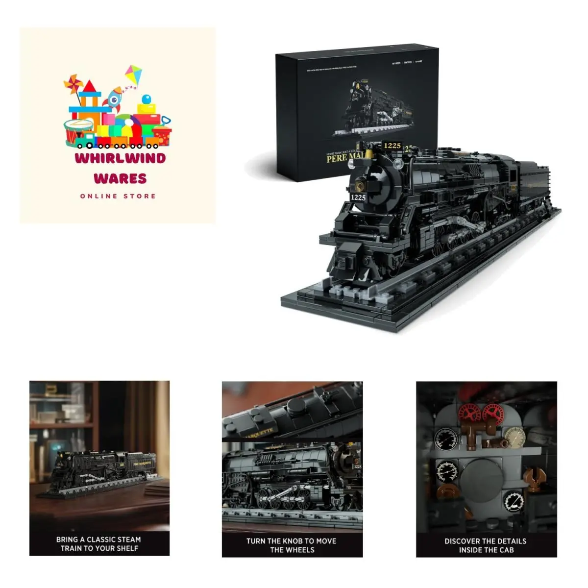 Nifeliz 1225 Steam Train Model - Interlocking Building Toy For Adults 1593 Pcs