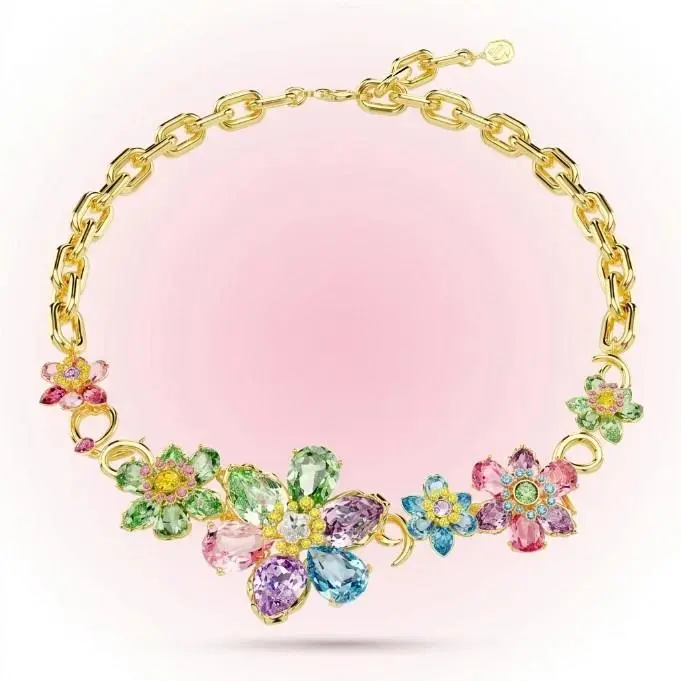 Swarovski Idyllia Necklace Mixed Cuts Flower Multicolored Gold-tone Plated