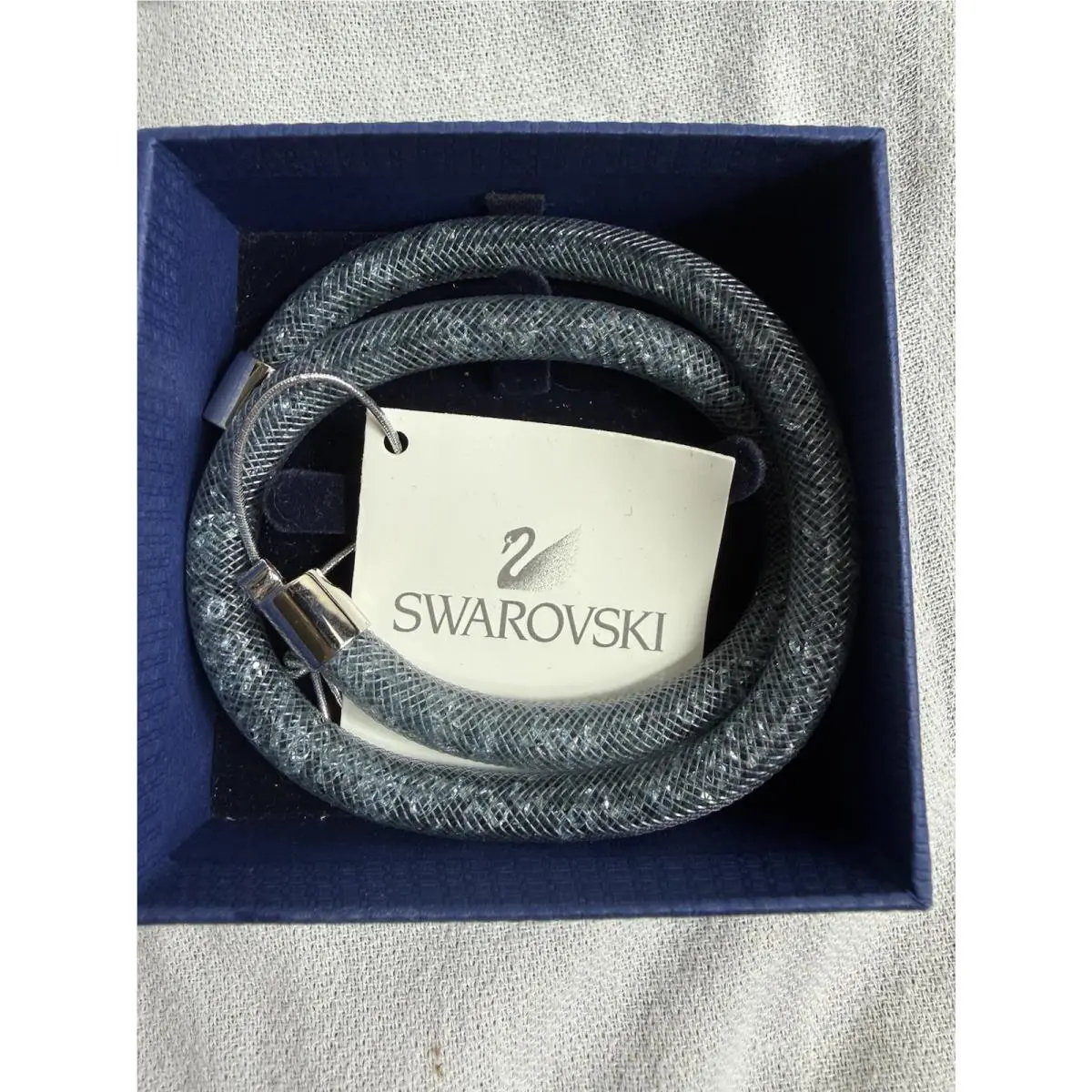 Swarovski Stardust Blue Mesh Double Wrap Crystal Magnetic Bracelet