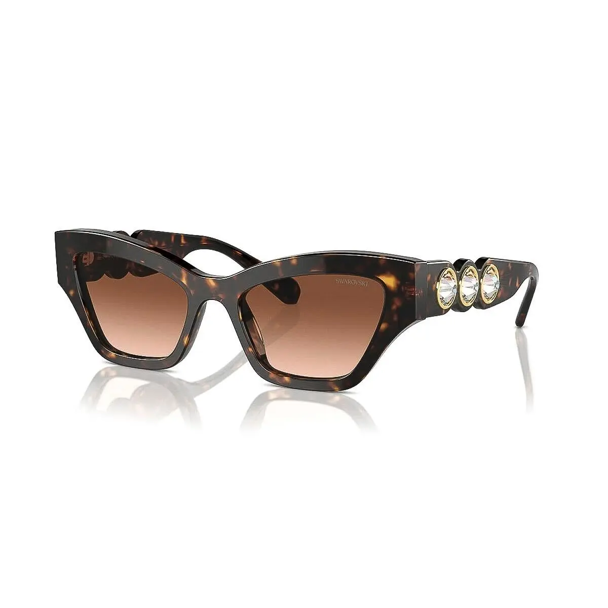 Swarovski Sunglasses SK 6021 Brown Havana Clear Swarovski Crystals with Case