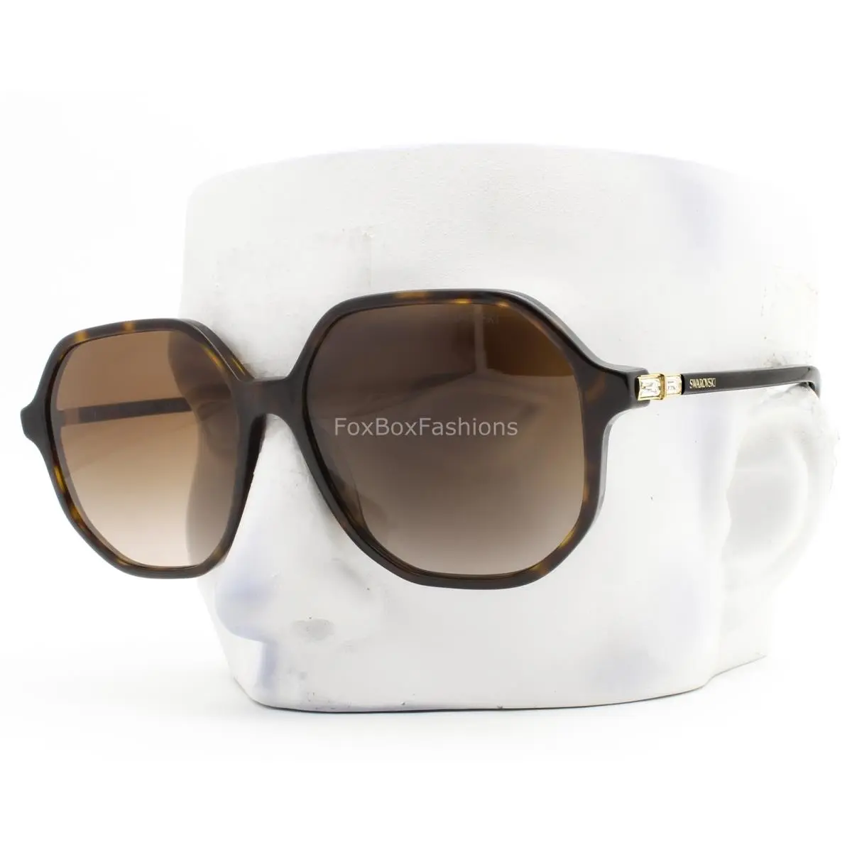 Swarovski Sunglasses Glossy Brown Havana Clear Crystals SK 6003 100213 with Case