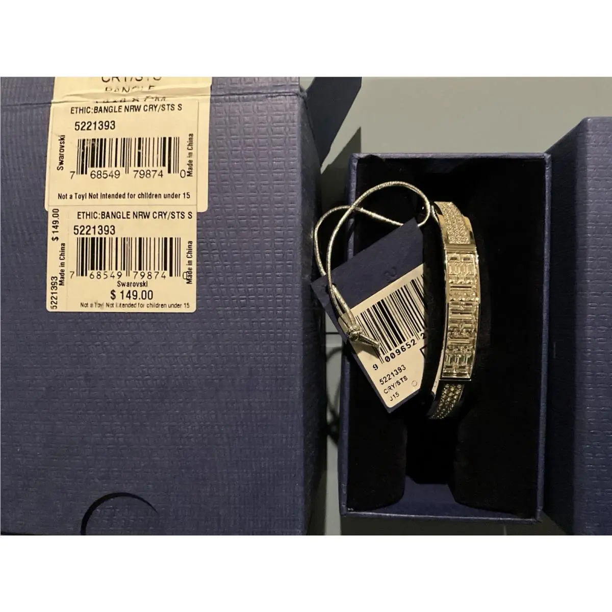 Swarovski Ethic Narrow Bangle Clear Crystals Silver Stainless Steel 5221393