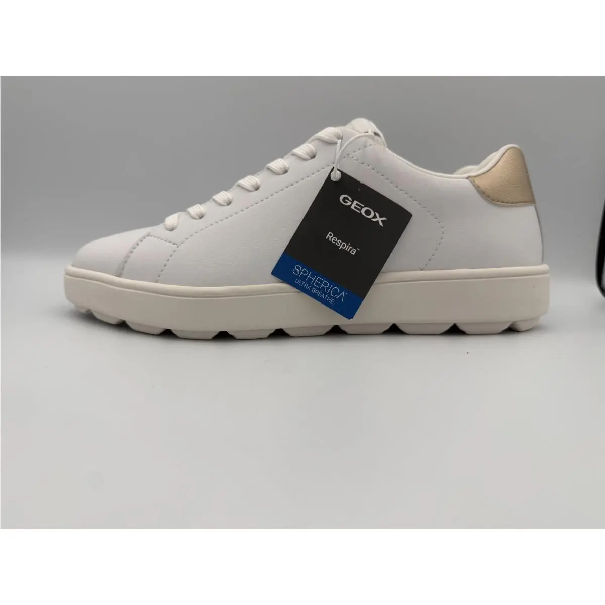 Geox Respira Spherica Ecub-1 B Womens Sneakers White Light Gold D65PJA Size 9 US