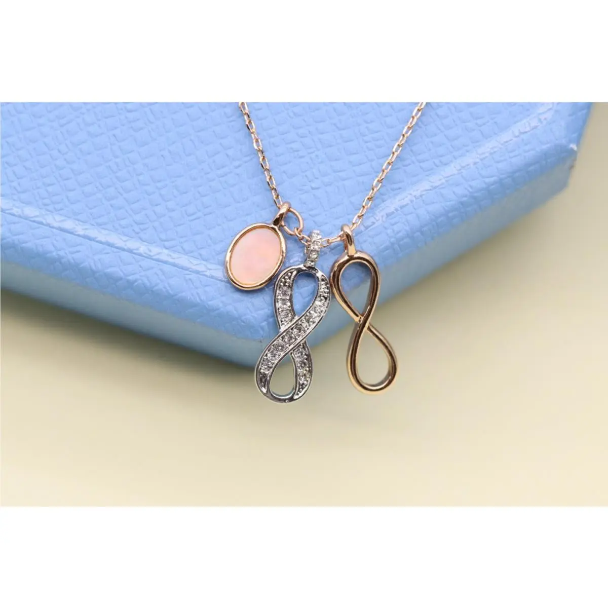 Swarovski Infinity 8 Crystal Pendant Necklace Rose Gold Tone
