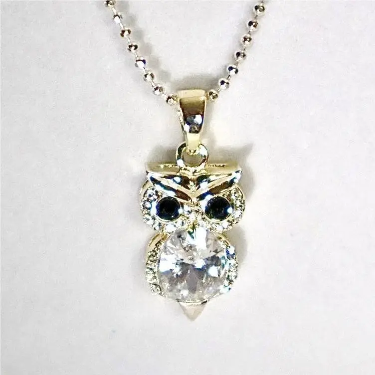 Swarovski Crystal Owl Pendant Necklace Silver Plated Adjustable 18-21 Cha