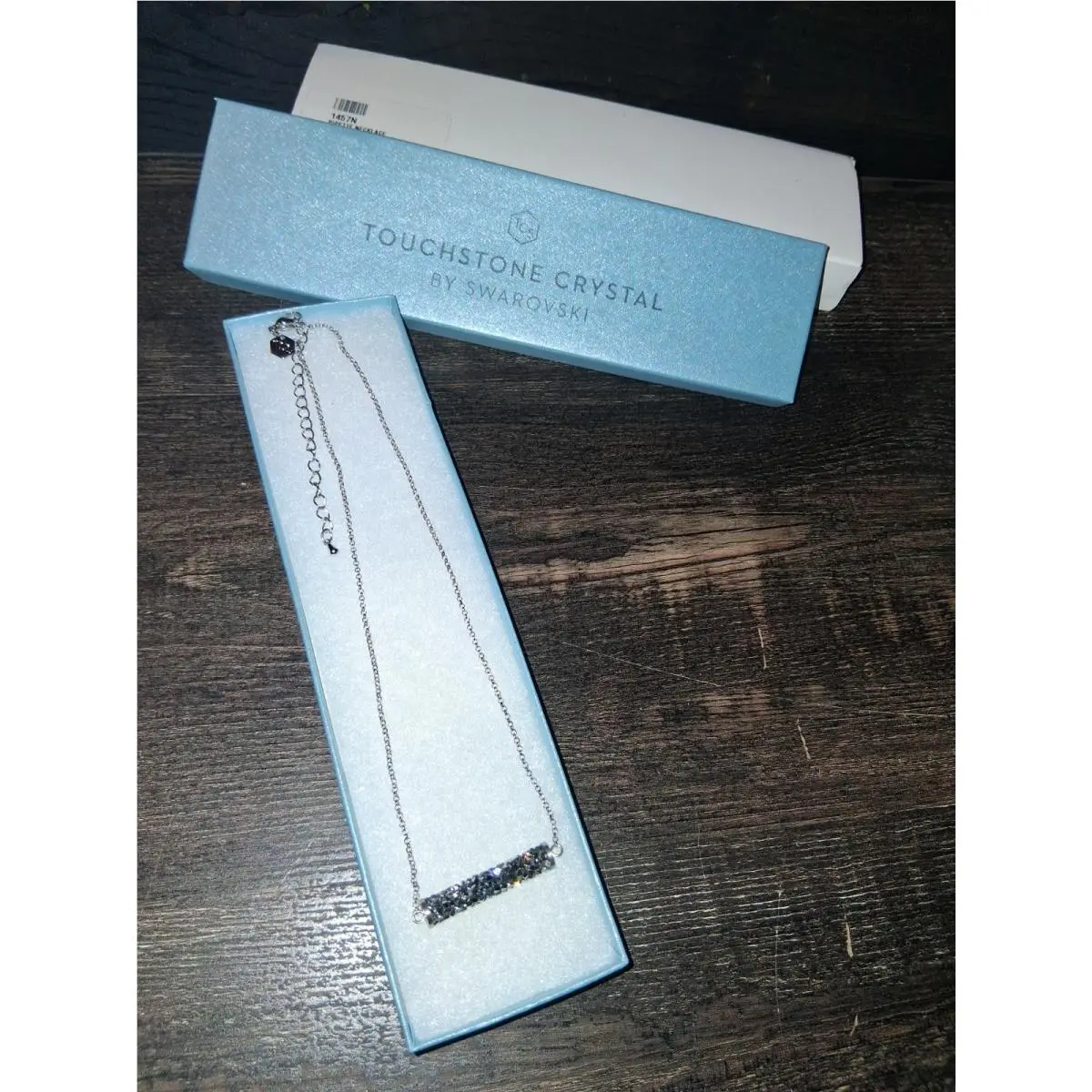 Touchstone Crystal by Swarovski Pipette Gray Crystal Barrel Necklace 15-18