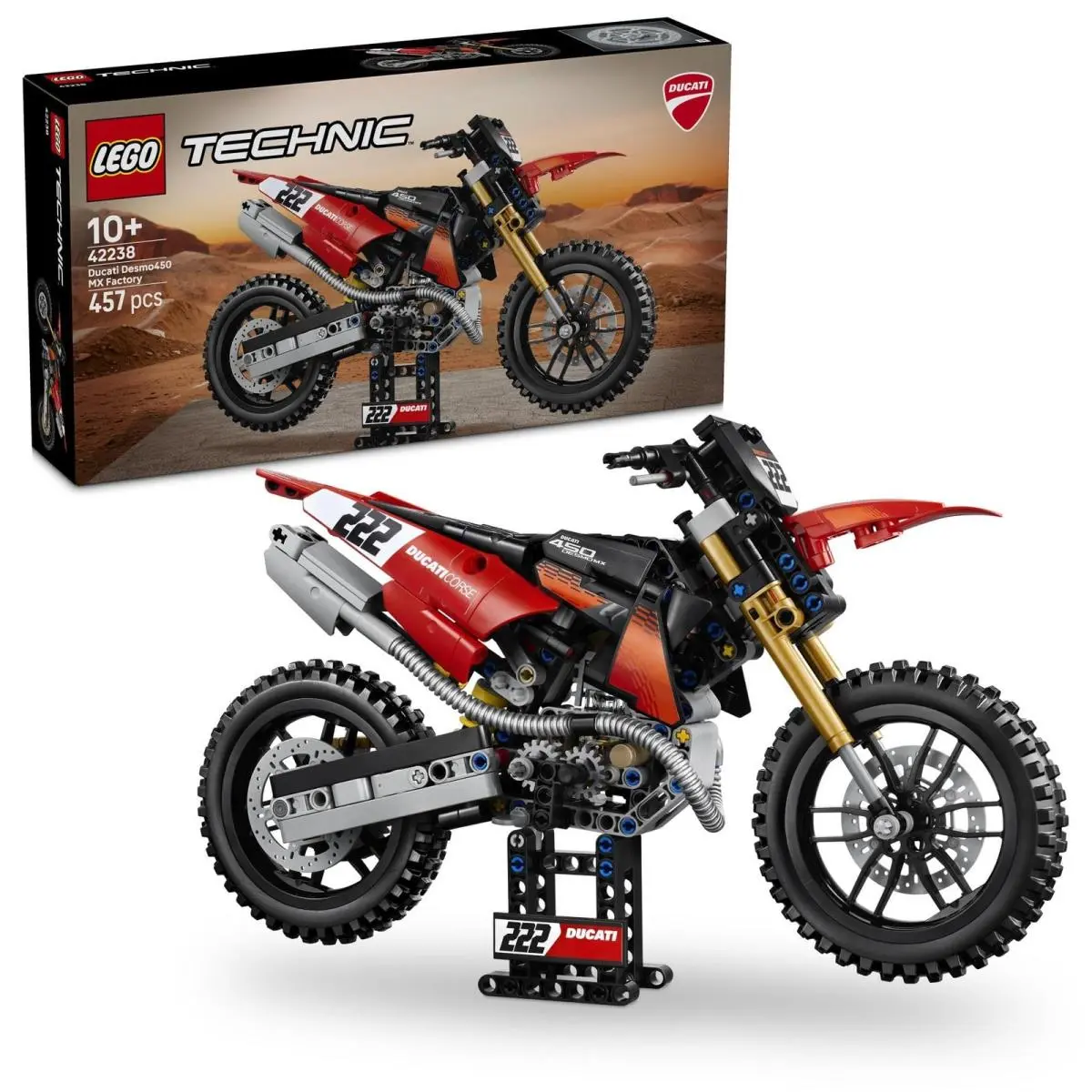 Lego Technic Ducati Desmo450 MX Factory Motorcycle Model Kit - Incl. Motorbike T