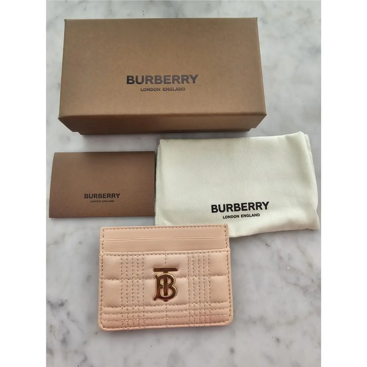 Burberry Card Holder Case Pink Leather Italy