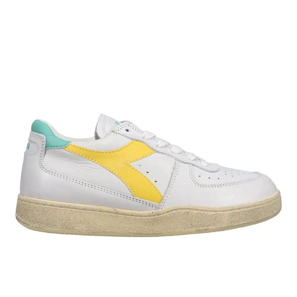 Diadora Mi Basket Low Used Lace Up Mi Basket Low Lace Up Mens White Sneakers Casual Shoes 179043-C168