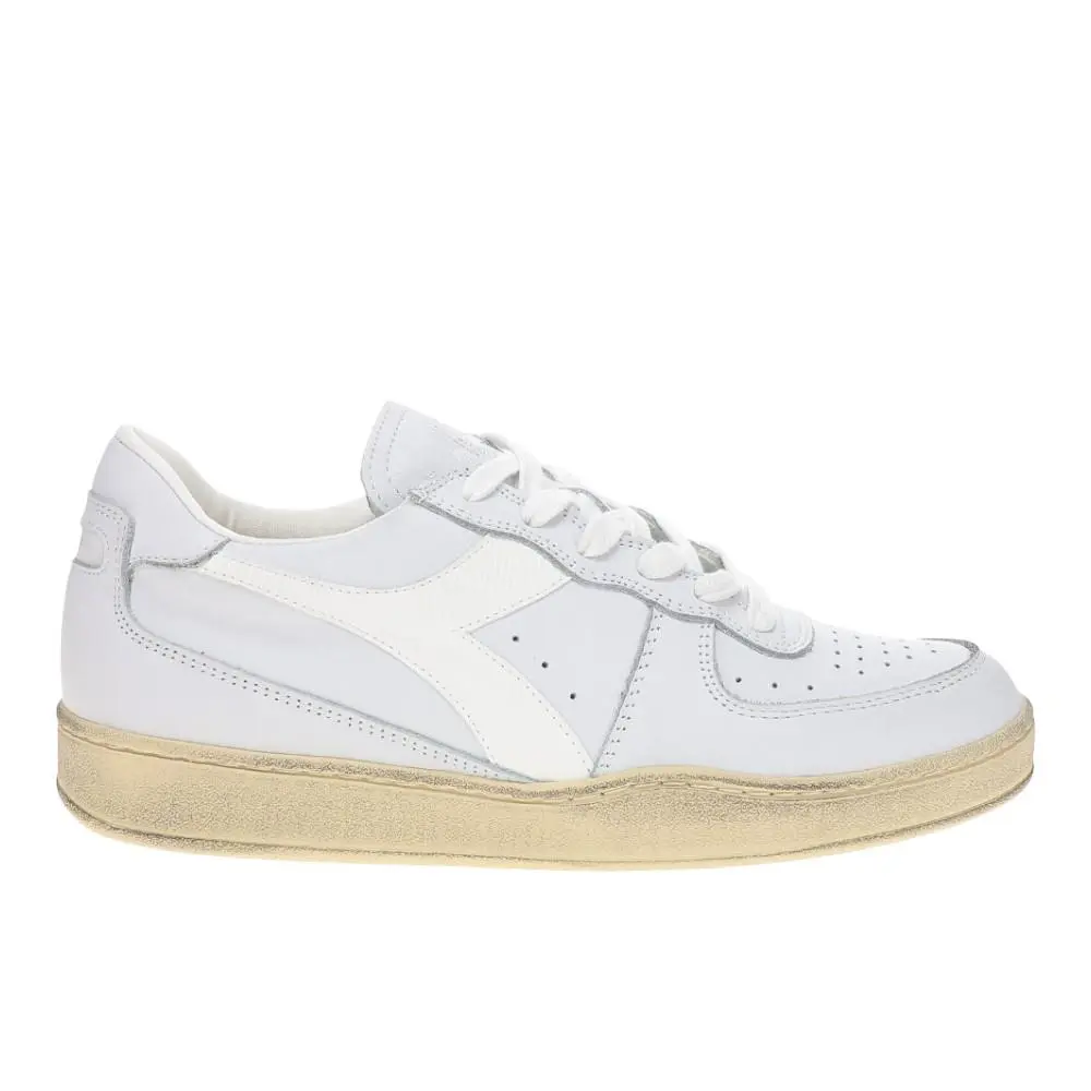 Diadora Mi Basket Low Used Lace Up Mi Basket Low Lace Up Mens White Sneakers Casual Shoes 179043-C065