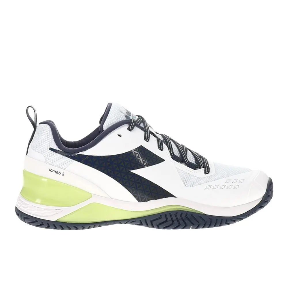 Diadora Blushield Torneo 2 All Ground Tennis Mens Blue White Sneakers Athletic