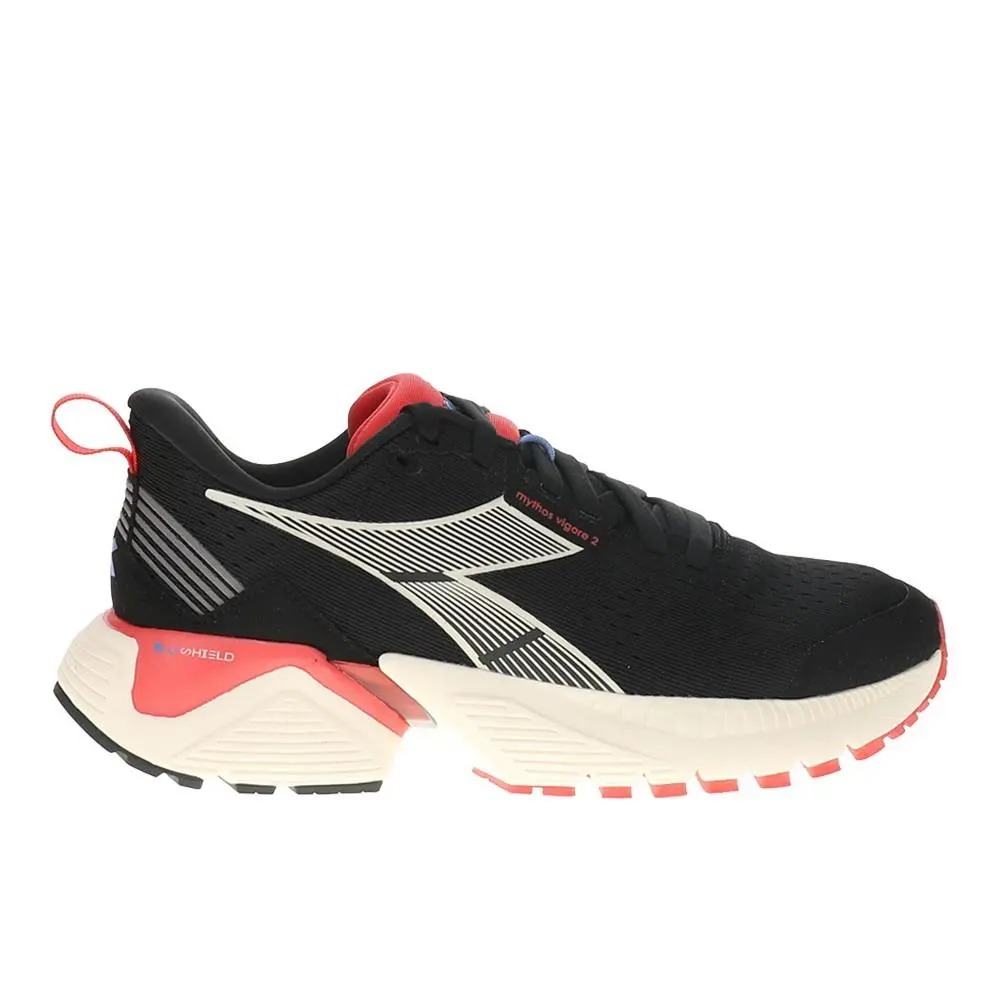 Diadora Mythos Blushield Vigore 2 Running Womens Black Pink Sneakers Athletic