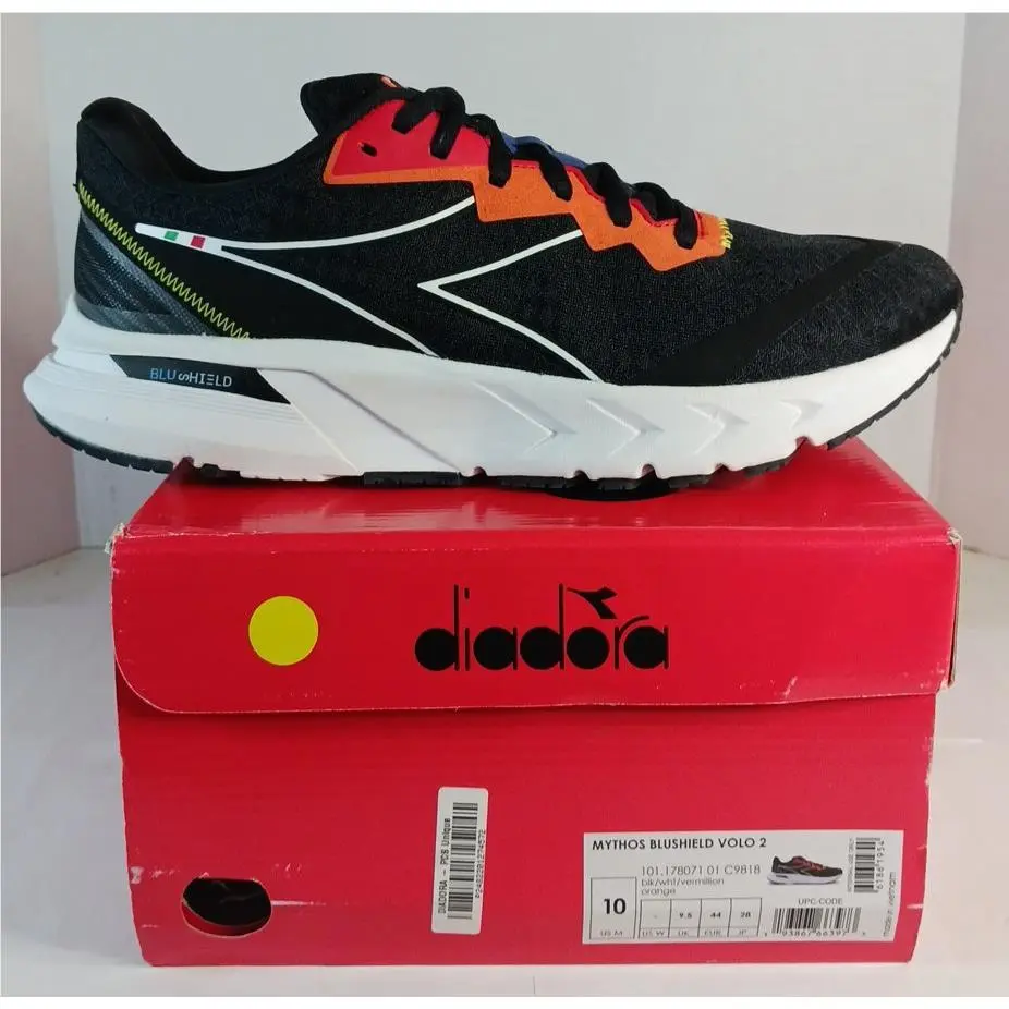 Diadora Mythos Blushield Volo 2 Black Running Shoes Sneakers Mens 10 US