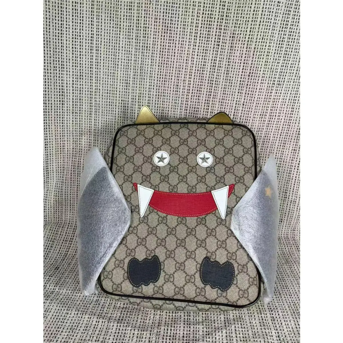 Gucci GG Supreme Backpack Pvc Beige Silver 154160A