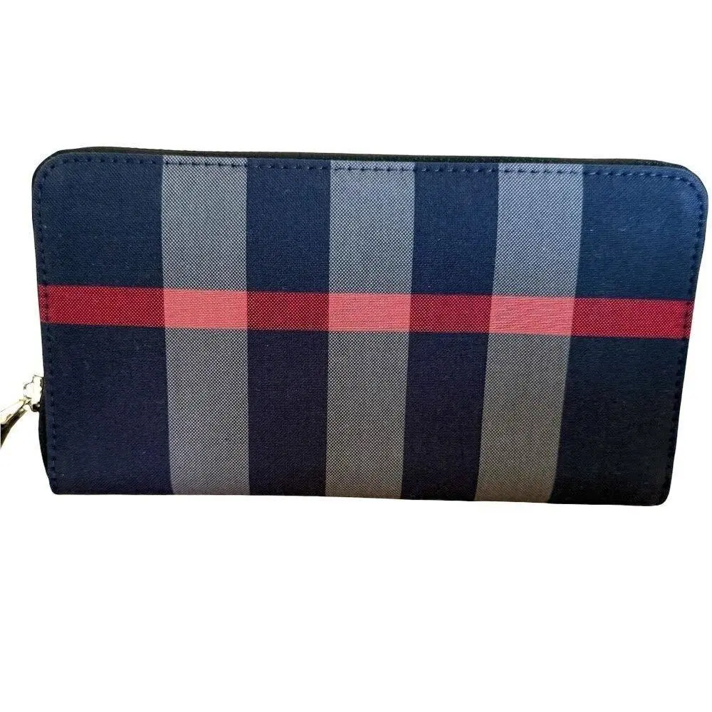 Burberry Super Exploded Check Large Zip Around Wallet in Cloth/leather 8084063