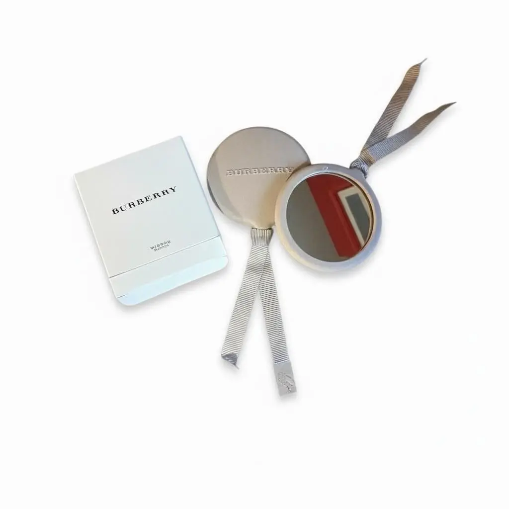 Burberry Compact Mirror w/ Ribbon Strap Travel Accessory