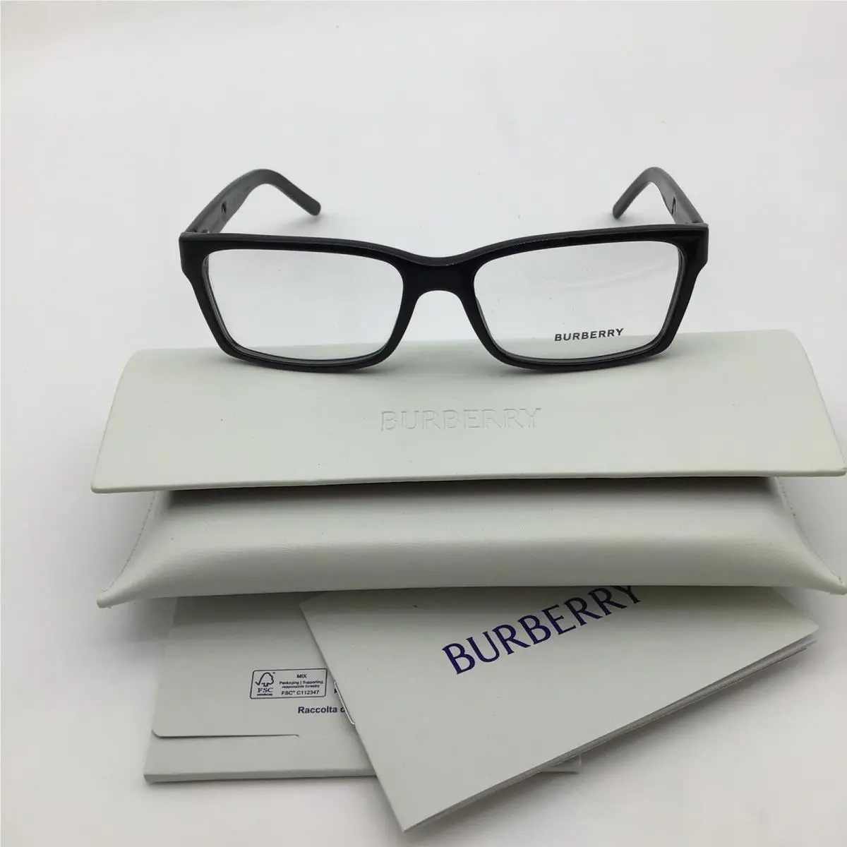 B 2108 3001 Black Rectangular Eyeglasses Frames Italy 54-16-140 by Burberry