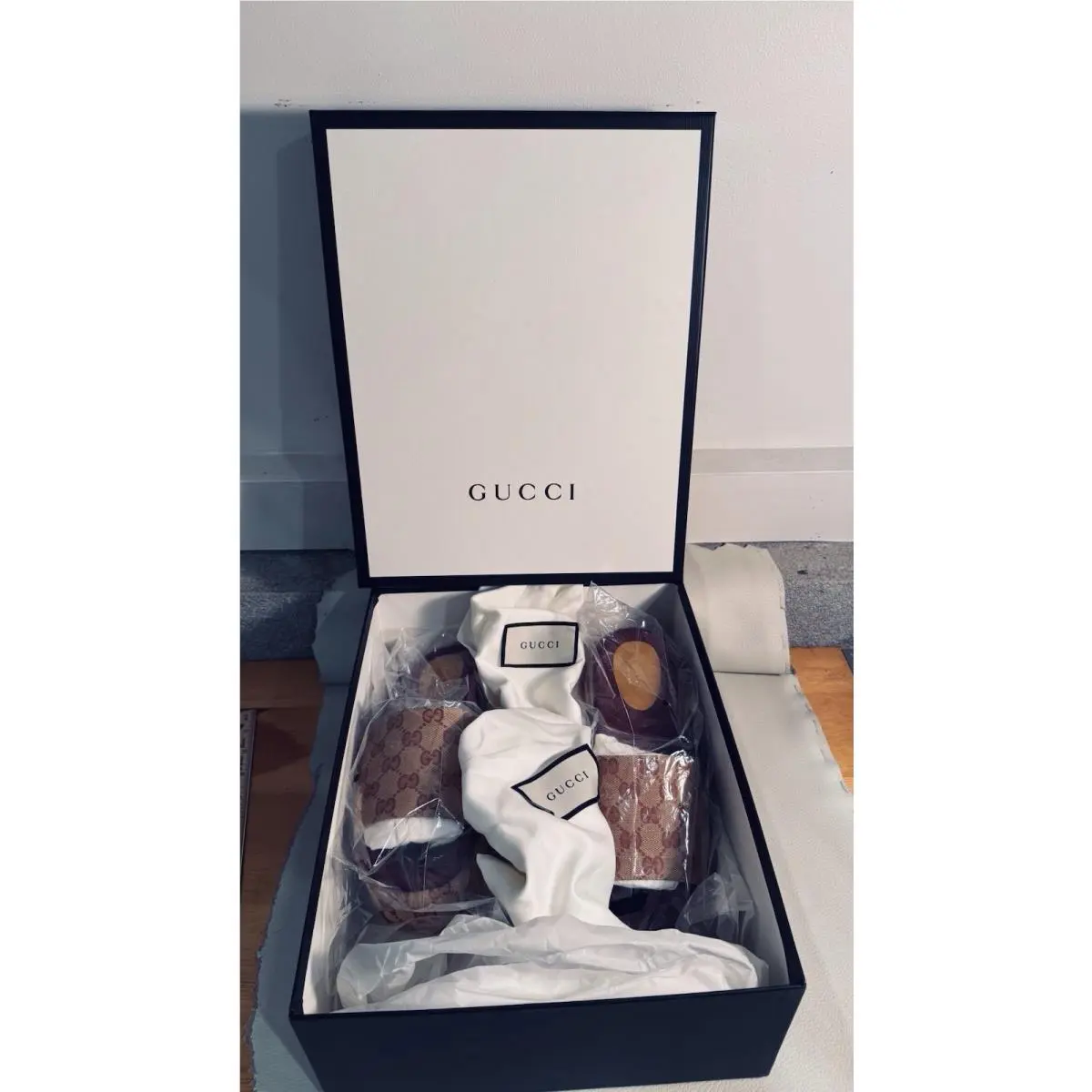 Dust Bag  Canvas GG Logo Monogram Angelina Ruggine Platform Sandals 39 by Gucci