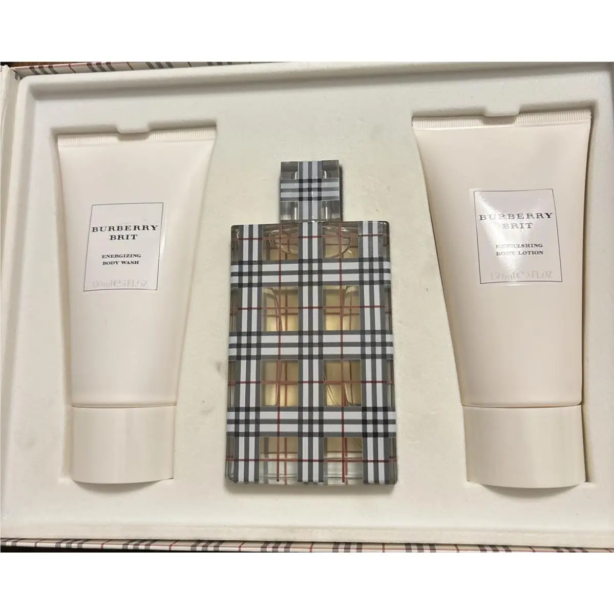 Burberry Brit Perfume Women Gift Set 3.3oz Edp Spray 50z Wash 5oz Lotion